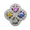 B3679 14K ROUND PINK/BLUE/YELL/GRN SAPPHIRE AND DIAMOND SLIDE 