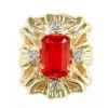B734 14K EMERALD CUT CREATED PADPARASHA & DIAMOND SLIDE 