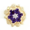 N318 14K 6 ROUND AMETHYST DIAMOND NUGGET SLIDE 