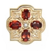 N606 14K GARNET SLIDE WITH PEARL CENTER-FLEUR DE LIS DETAIL 