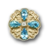 N610 14K PEAR SHAPE BLUE TOPAZ AND DIAMOND SLIDE WITH FLEUR DE LIS DETAIL 