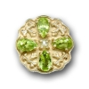 N610 14K PEAR SHAPE PERIDOT & PEARL SLIDE WITH FLEUR DE LIS DETAIL 