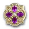 N611 14K AMETHYST SLIDE WITH DIAMOND CENTER-FLEUR DE LIS DETAIL 