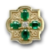 N611 14K EMERALD SLIDE WITH DIAMOND CENTER-FLEUR DE LIS DETAIL 