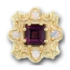 N632 14K SQ GR RHODOLITE & OPAL SLIDE WITH FLEUR DE LIS DETAIL 