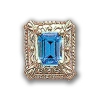 Y1142 14K EMERALD CUT SWISS BLUE TOPAZ SLIDE 