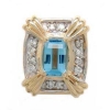 Y1717 14K ROLL TOP BLUE TOPAZ & DIAMOND SLIDE 
