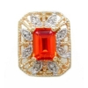 Y2362 14K EMERALD CUT CREATED PADPARASHA & DIAMOND SLIDE 