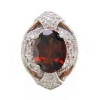 Y2367 14K GARNET & DIAMOND SLIDE WITH MILGRAIN 
